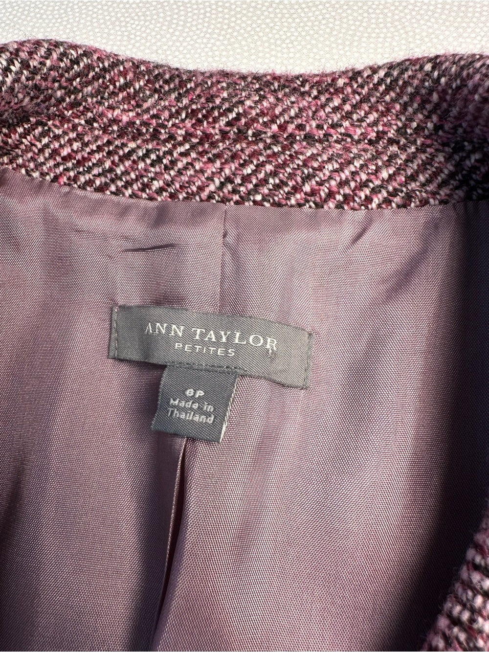 Vintage 90’s Ann Taylor Petites 6P Maeve Tweed Blazer Wool Silk Career Jacket - Picture 5 of 8